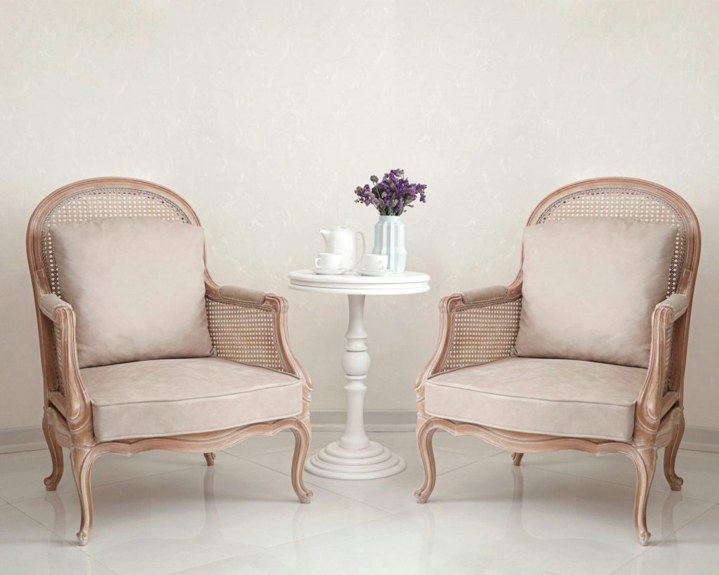 a couple of chairs sitting next to each other